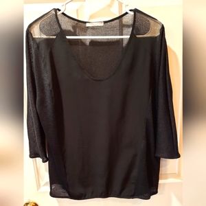 Zara 3/4 Sleeve Black Sheer Blouse size Medium